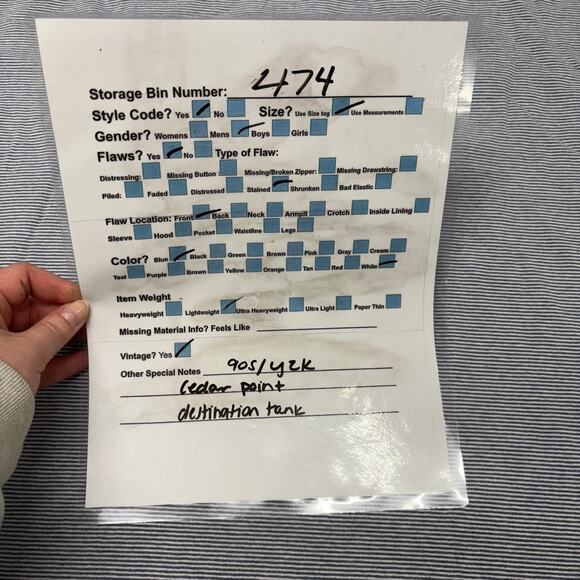 Vintage 90s Cedar Point Shirt Striped Blue White Mens L XL Destination Tank Top - Picture 8 of 9